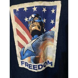 Marvel Captain‎ America Freedom Men’s Sz L Navy Blue Graphic T-Shirt